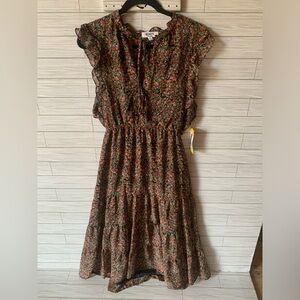 BB Dakota Steve Madden Floral Dress ruffle sleeveless v neck almost ankle length